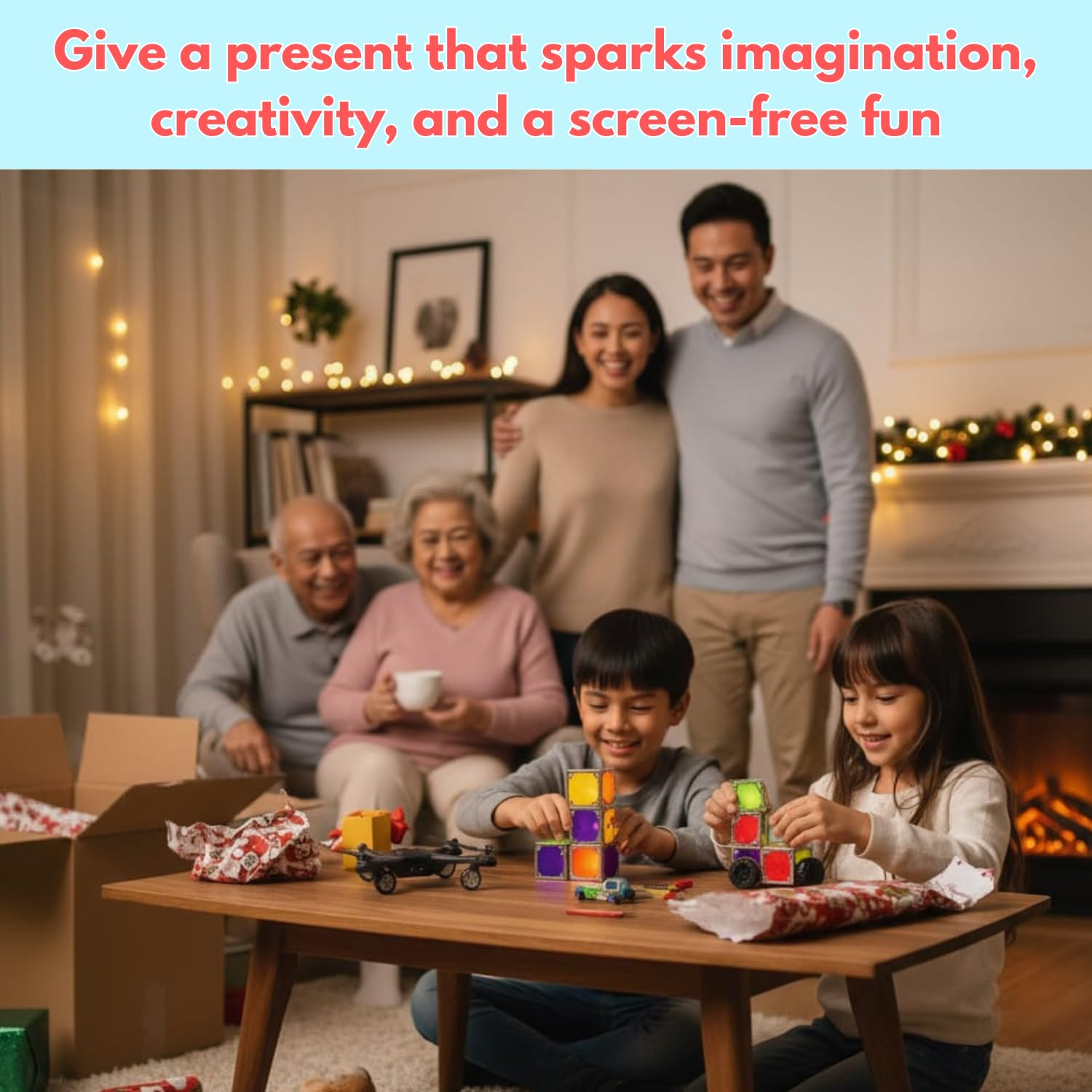 Quad Magnetic Electronic Cubes Set | LED Light-Up STEAM Building Blocks with Music & Recorder | STEM Educational Toy, Montessori & Sensory Play for ADHD, SEN & Autism | Fun for All Ages 1–100